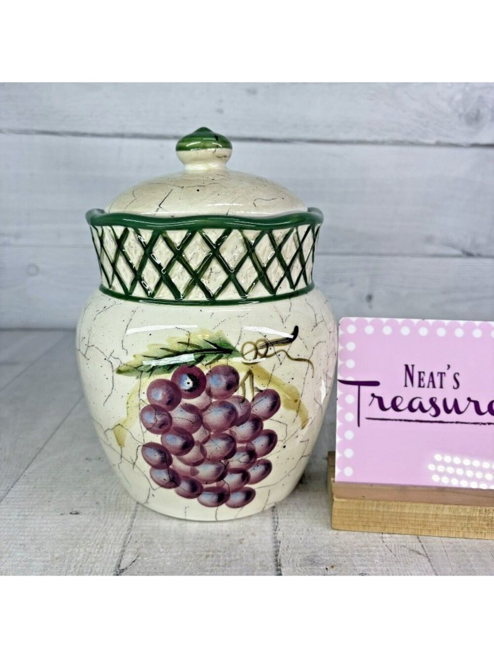 Certified International Raymond Waites CORNICOPIA Grapes Large Lid Canister Jar